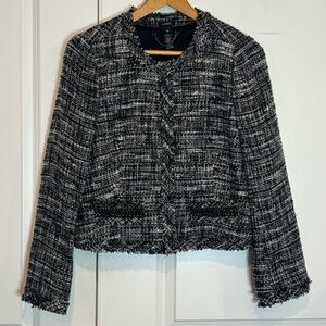 J. Crew Black and White Tweed Blazer